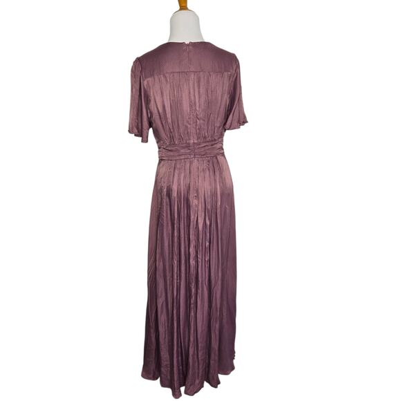 Gal Meets Glam Collection Genevieve Dress Maxi Pleated Mauve Silky Women 8 - Picture 4 of 14